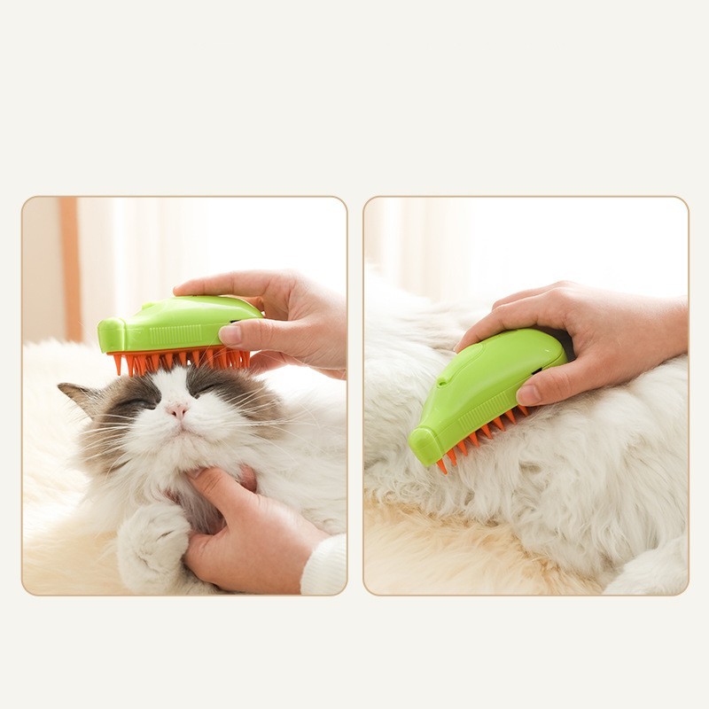 3-in-1 Steam Pet Grooming Brush β Hair Remover, Massage & Mist Spray