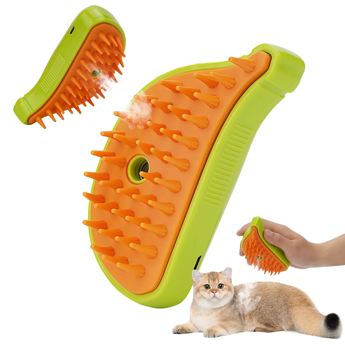 3-in-1 Steam Pet Grooming Brush β Hair Remover, Massage & Mist Spray